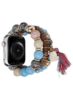 Replacement Strap Beads Elephant Pendant Watch Band For Apple Watch 9 41mm Blue