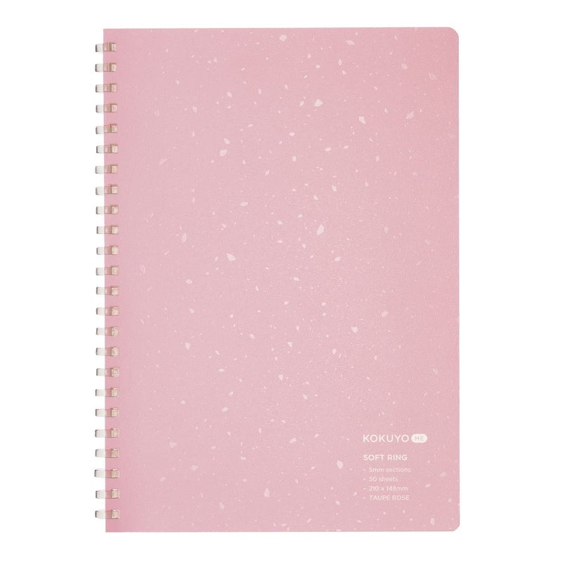 Kokuyo Me Graph Spiral Journal Notebook  A5 Soft Ring 5 Mm Grid Paper Notebook With 50 Smooth Sheets  5.8'' X 8.3'' Cute Small Journaling Notebook  Taupe Rose  Japan Import. (Kme-Sr931S5Mv) - Image 1