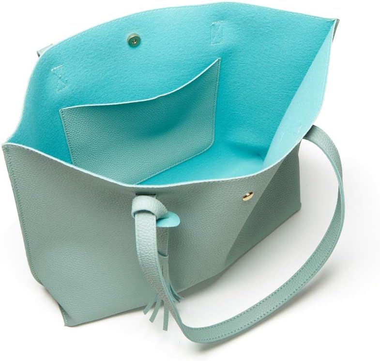 Dreubea Women's Soft Faux Leather Tote Shoulder Bag from, Big Capacity Tassel Handbag - Image 3