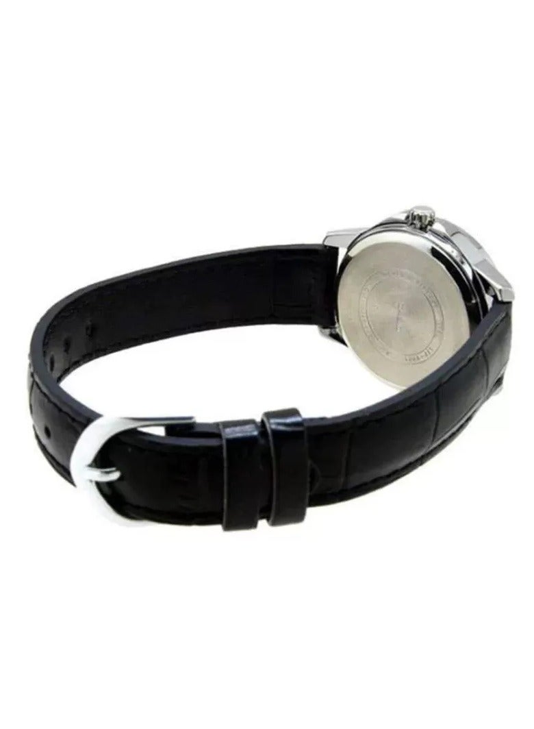 Casio LTP-V004L-1BUDF Leather Black Dial Tachymeter Bezel Round Analog Watch for Women - Black - Image 2