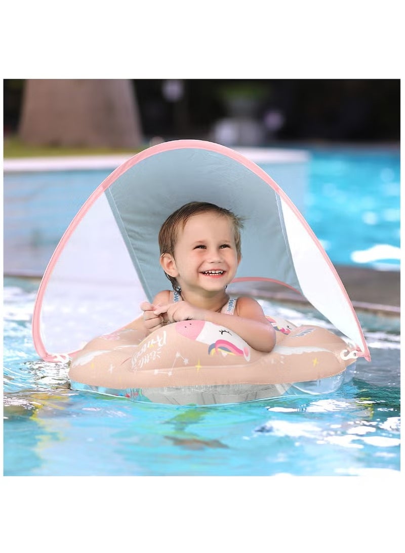 Baby Swim Float Inflatable Swimming Pool Float With Sun Protection Canopy For Age 6-24 months-Unicorn  - Image 4