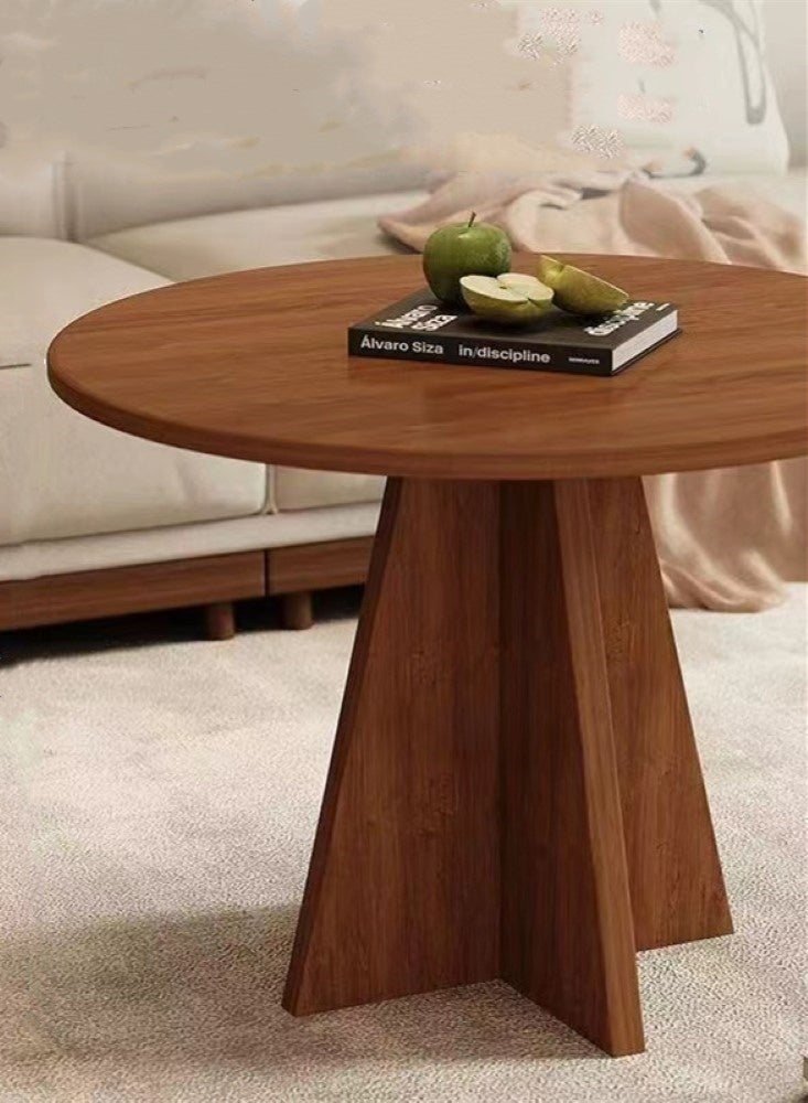 Kutis 2-Piece Round Coffee Table Nesting Table Set Modern Minimalist Style Furniture Side End Table Wood Brown 70x38 and 50x48 cm - Image 3