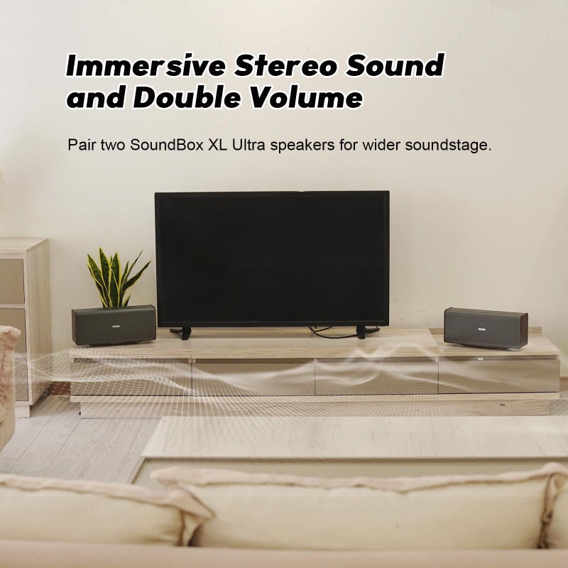 DOSS SoundBox Ultra Bluetooth Speaker with 2.1 Channel Audio, 80W Superior Sound with Deep Bass, Two DSP Technologies, 18H Playtime, BT 5.3, Wireless for Home, Office, Livingroom - Image 5