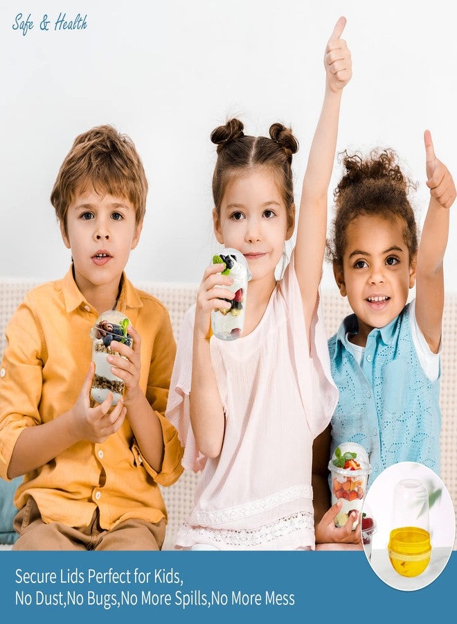 Songtaste 50 Pcs Disposable Plastic Cups,12 Oz Clear Plastic Parfait Cups with Dome Lids and No Hole,Dessert Yogurt Fruit Holders for Kids,Take Away Breakfast and Snacks,Cold Drinks,Ice Cream,Fruit - Image 2