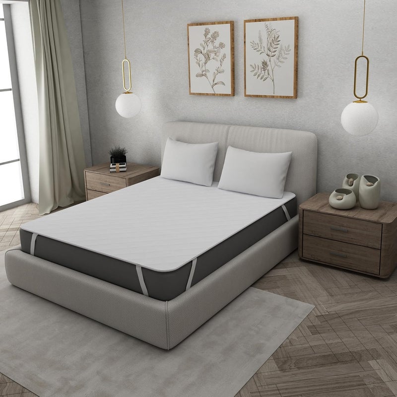 Elarra Home Double Mattress Protector White Diamond Stitching Size 182cms X 198cms 100 Cotton Corner Elastic Waterproof Machine Washable Double Bed Set of 1 - Image 1