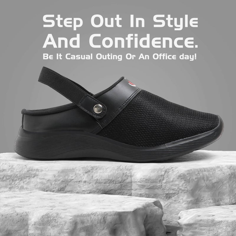 Face Black Stylish Summer Clogs for Men - Image 1