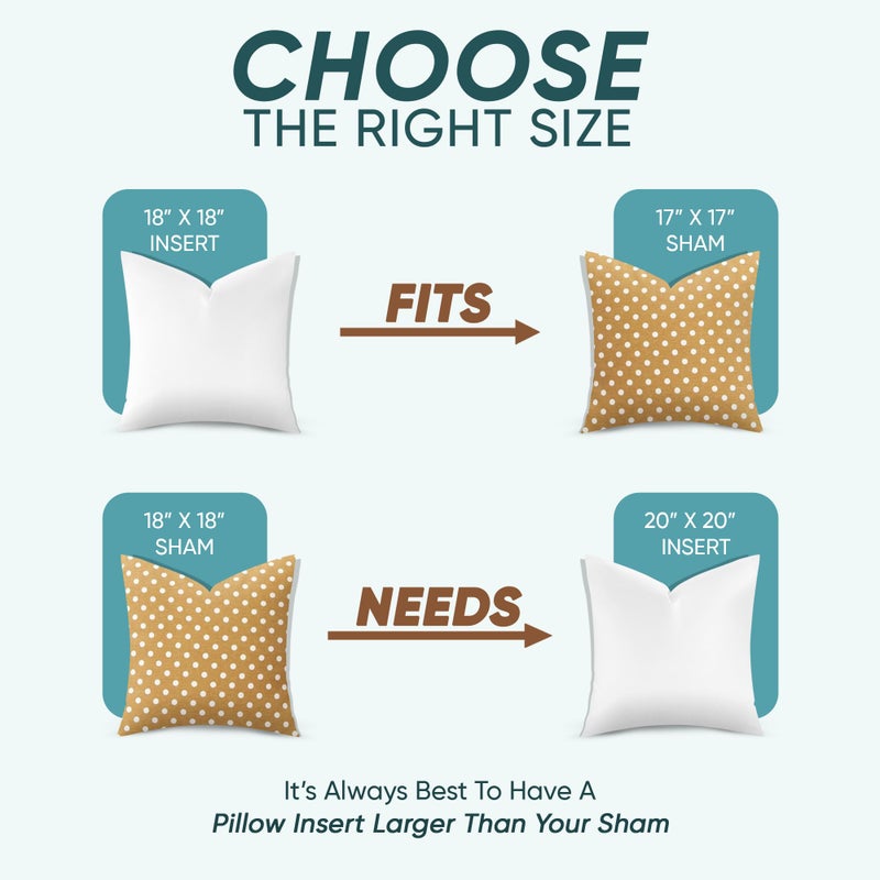 Pillowflex Synthetic Down Alternative Pillow Inserts for Shams - Comfy Pillows for Sleeping, Perfect Pillow & Best Sleeping Pillows, Handmade Down Alternative Throw Pillow Inserts - (18x18 Set of 2) - Image 2