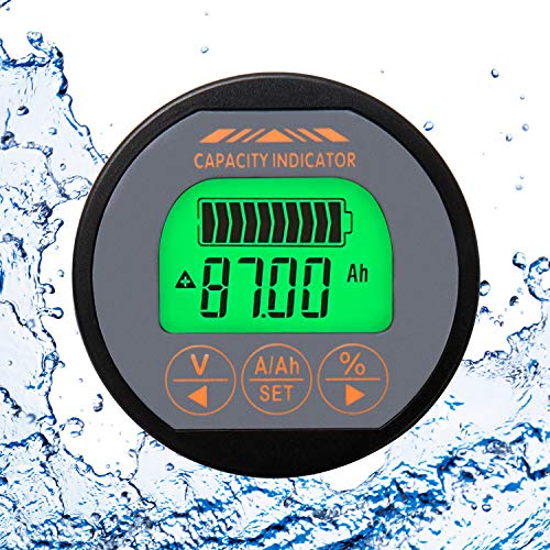 QWORK مراقب بطارية QWORK فولت ميتر أمبير ميتر، نطاق الجهد والتيار 8V-80V، 0-100A مقياس الجهد والتيار مع كابل مخصص بطول 6.5 قدم - Image 5