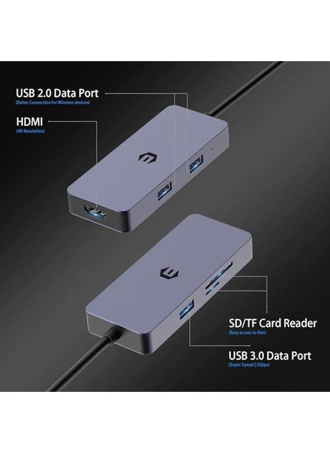 erorex - 6 In 1 Usb C Hub Usb C Adapter Usb C Dock Dual Display 4K Hdmi Usb 3.0 2.0 100W Pd Charging Sd Tf Card Reader Compatible With Surface Pro Laptop And Tablet - Image 1