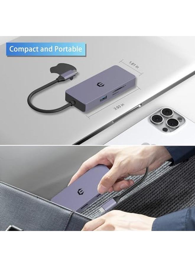 erorex - 6 In 1 Usb C Hub Usb C Adapter Usb C Dock Dual Display 4K Hdmi Usb 3.0 2.0 100W Pd Charging Sd Tf Card Reader Compatible With Surface Pro Laptop And Tablet - Image 1