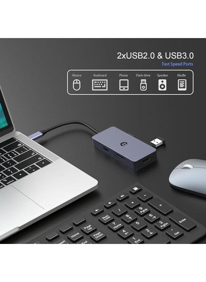 erorex - 6 In 1 Usb C Hub Usb C Adapter Usb C Dock Dual Display 4K Hdmi Usb 3.0 2.0 100W Pd Charging Sd Tf Card Reader Compatible With Surface Pro Laptop And Tablet - Image 1