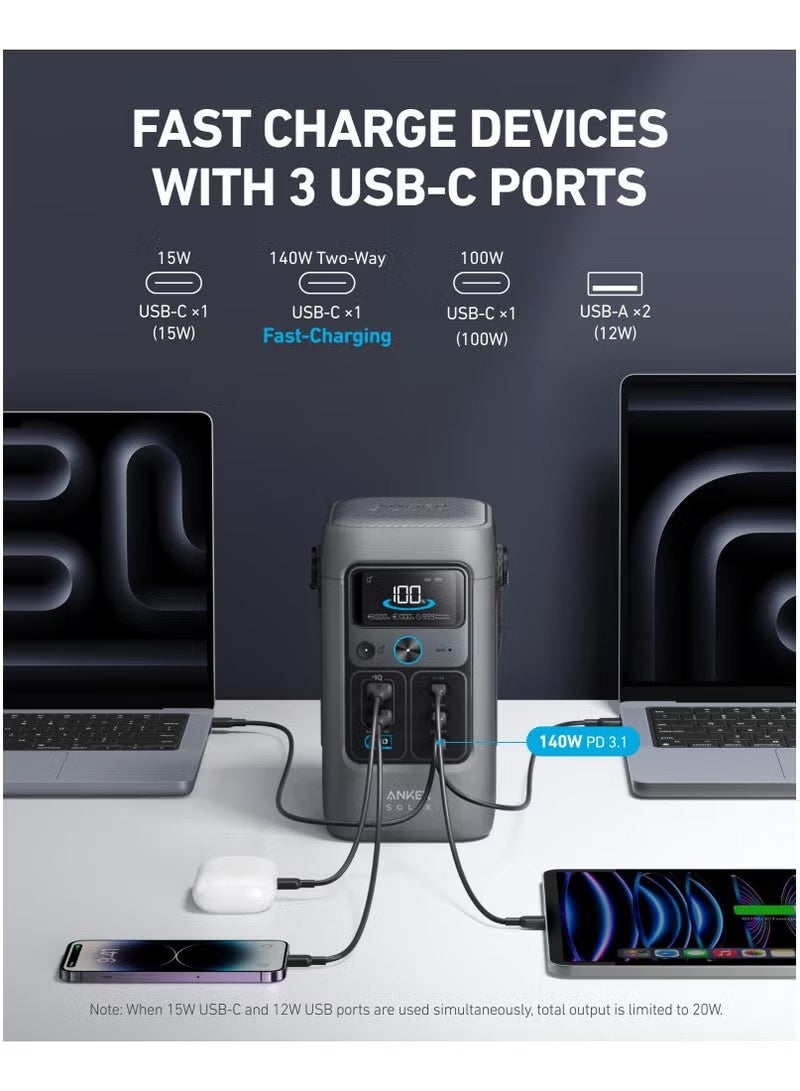 Anker SOLIX C200 DC Power Bank Station (60,000mAh), 192Wh Portable Power Station, LiFePO4 Battery, 200W Solar Generator, For Outdoor Camping, Traveling, and Emergencies (Optional Solar Panel) - Image 2