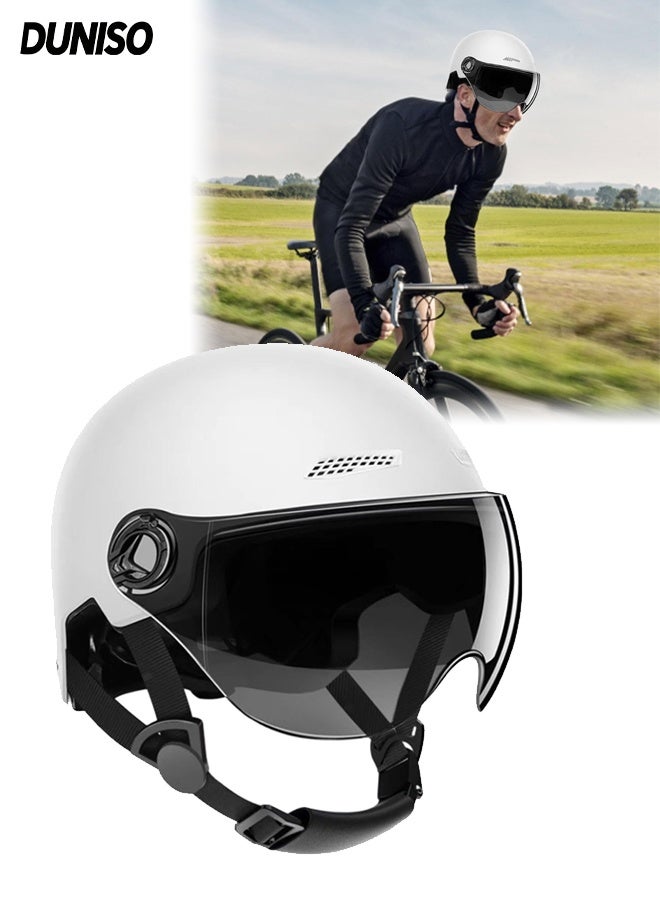 DUNISO Motorcycle And Electric Vehicle Helmets,Helmet for Electric Bike,Highly Protective Half Helmets,Anti Glare,Sturdy and Durable,Drop Resistant and Pressure Resistant,Suitable for Scooters,Mopeds,Mountain Bikes,Road Bikes - Image 1
