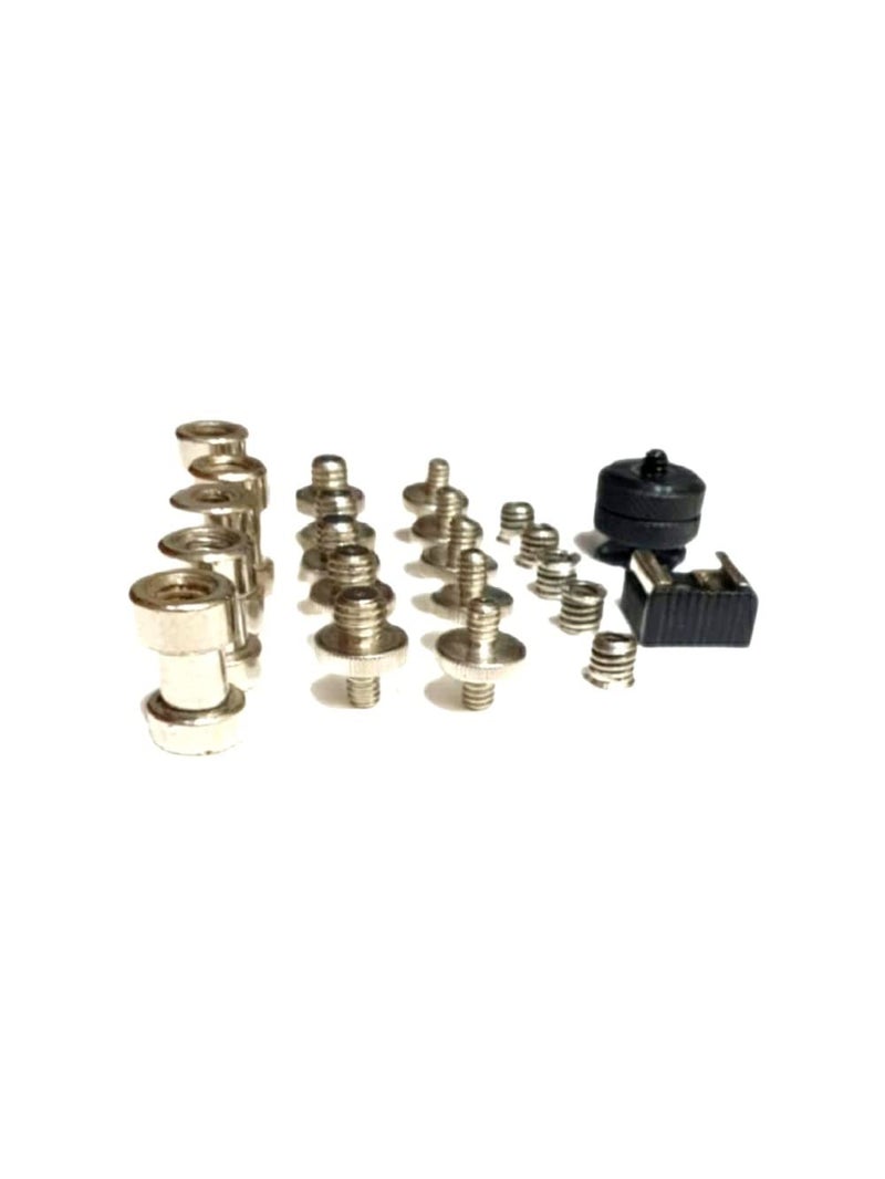 SHOPEE Camera Screw, 22 Pcs 1/4 Inch and 3/8 Inch Converter Threaded Screws Adapter Mount Camera Hot Shoe Mount to 1/4 Set for Camera/Tripod/Monopod/Light Stand - Image 2