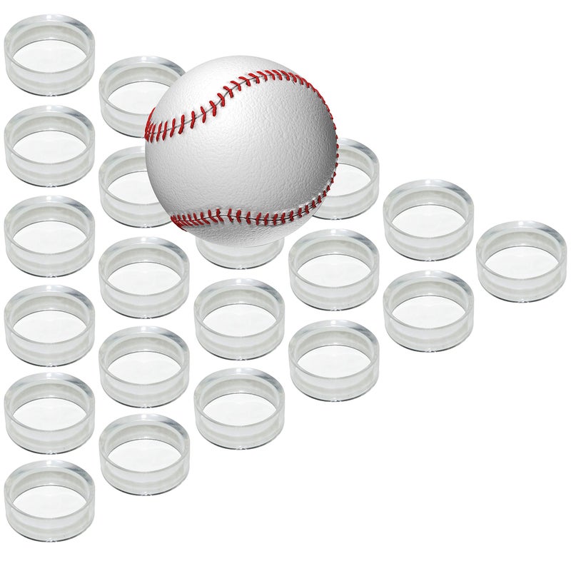 IFAMIO IFAMIO 20 Pcs Round Baseball Stands 125 Inch Clear Ring Acrylic Display Holders for Golf Ball Baseball Softball Tennis Ball Spheres Marbles Collections 