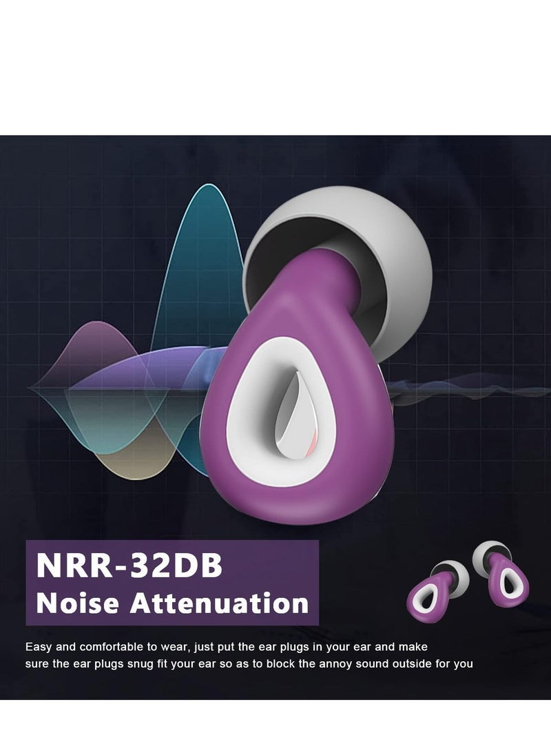 Generic - Ear Plugs for Sleeping Noise Cancelling Reduction Ear Plugs for Concert Swimming Ear Plugs Vetikin Reusable Soft Silicone Ear Plugs for Kids Adults 6 Ear Tips in S/M/L Hearing Protection (Purple) - Image 1