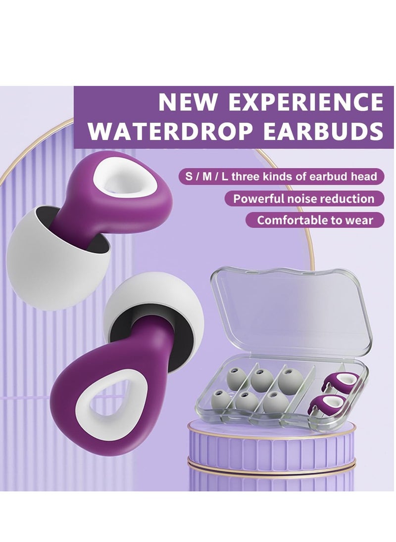 Generic - Ear Plugs for Sleeping Noise Cancelling Reduction Ear Plugs for Concert Swimming Ear Plugs Vetikin Reusable Soft Silicone Ear Plugs for Kids Adults 6 Ear Tips in S/M/L Hearing Protection (Purple) - Image 1
