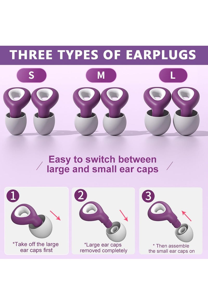Generic - Ear Plugs for Sleeping Noise Cancelling Reduction Ear Plugs for Concert Swimming Ear Plugs Vetikin Reusable Soft Silicone Ear Plugs for Kids Adults 6 Ear Tips in S/M/L Hearing Protection (Purple) - Image 1