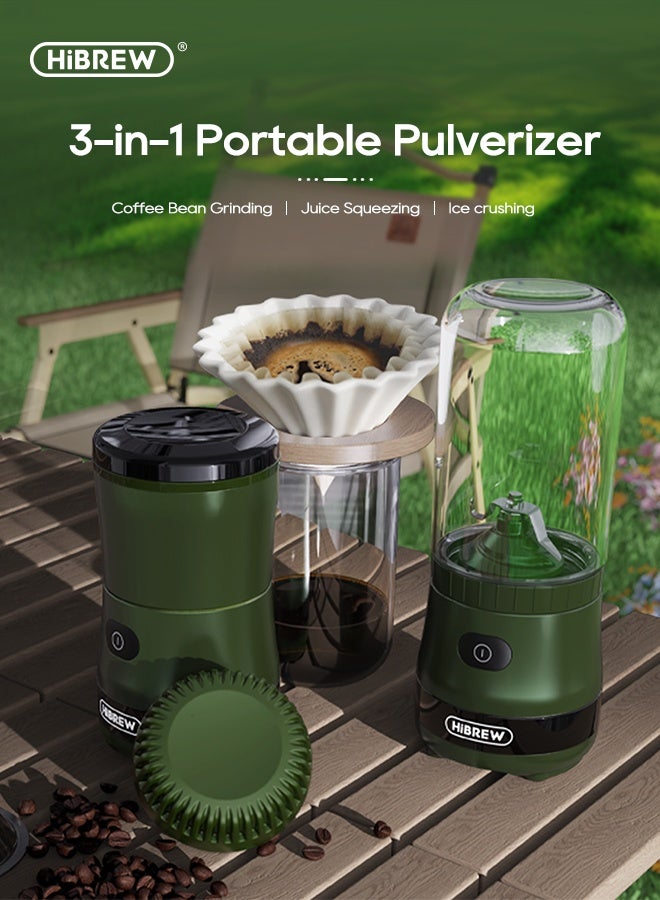 HiBREW Portable 3in1 Electric Coffee Grinder 2000mAh Double Cup Fruit Mixers Juicers Blender Ice Crusher Camping or Journey G2 - Image 2