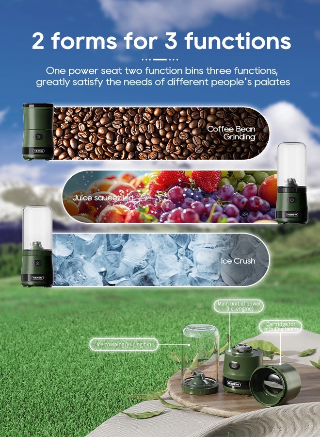 HiBREW Portable 3in1 Electric Coffee Grinder 2000mAh Double Cup Fruit Mixers Juicers Blender Ice Crusher Camping or Journey G2 - Image 5