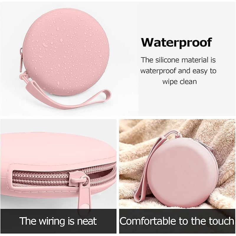 Woyinger Suitable for AirPods Charging Case Cover Holder, Tech Pouch Organizer for Accessories with Cable Management, Earbud Case & Coin Purse Compartment for Travel, Pink - Image 4