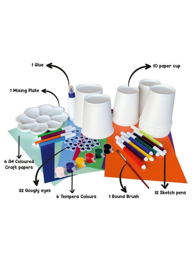 Webby DIY Art and Craft Paper Cup Fun Making and Painting Interesting Activity Kit, Birthday Return Gift, Paper Craft Kit for Kids, Boys & Girls - Image 3