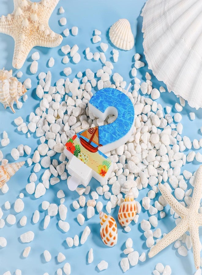 XIHIRCD Birthday Number Candle, Beach Theme Birthday Party Candle Sailing Boat Birthday Party Decoration Paraffin Blue Sea Number Candles for Cake Topper for Wedding Summer Party (Number 2) - Image 3