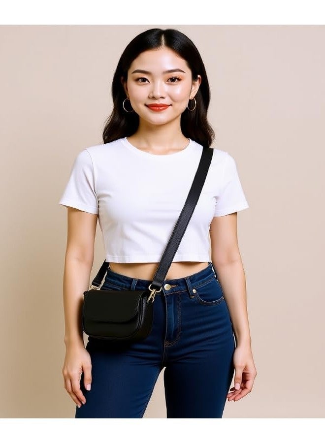 Daisy Rose "Women's Stylish Faux Leather Crossbody Sling Bag with Mini Coin Pouch - Adjustable Strap Shoulder Bag for Daily Use - Navy Blue - Image 3