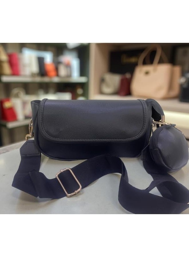 Daisy Rose "Women's Stylish Faux Leather Crossbody Sling Bag with Mini Coin Pouch - Adjustable Strap Shoulder Bag for Daily Use - Navy Blue - Image 4