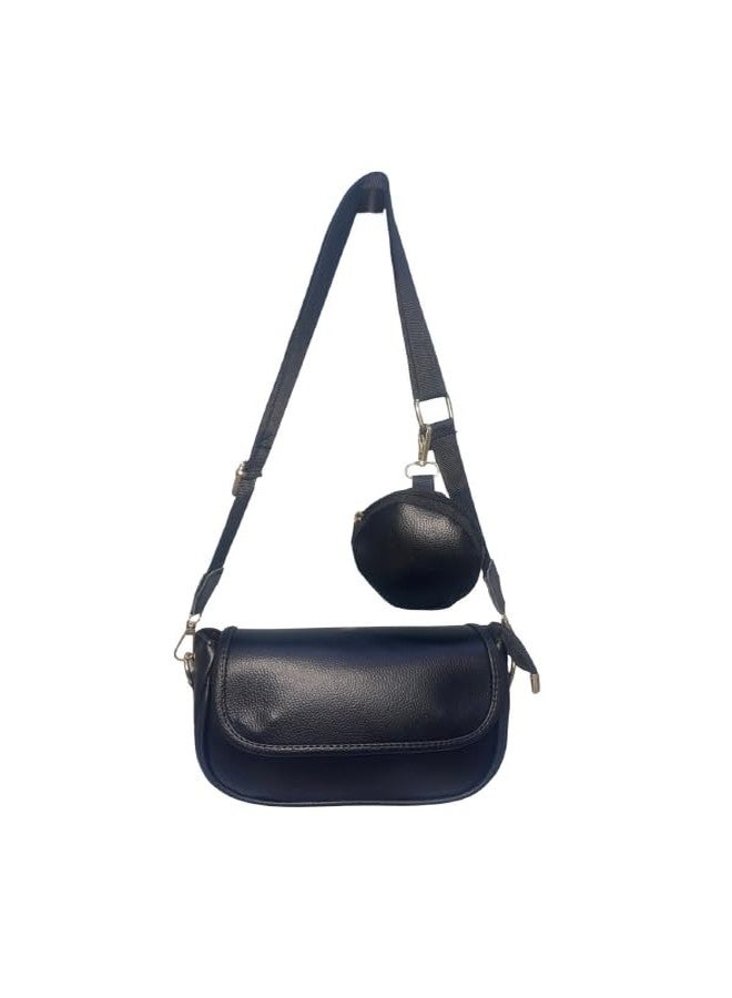 Daisy Rose "Women's Stylish Faux Leather Crossbody Sling Bag with Mini Coin Pouch - Adjustable Strap Shoulder Bag for Daily Use - Navy Blue - Image 1