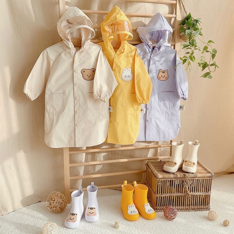 South Korea Ins Children'S Raincoat Cartoon Children'S Primary School Students' Rain-Proof Suit For Boys And Girls Baby With Schoolbag Poncho - Image 2