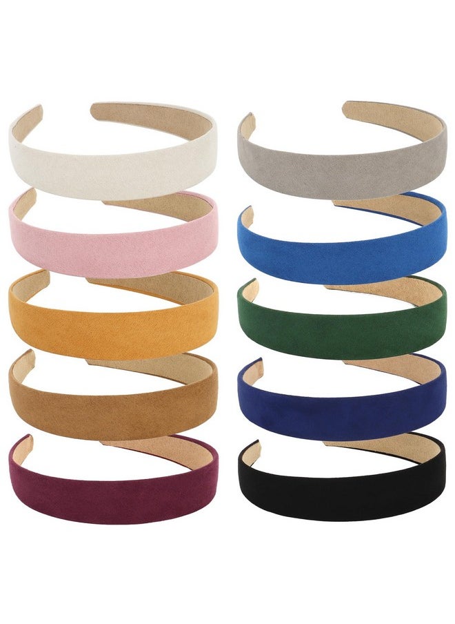 Wecoe - 10Pcs Headbands For Women Suede Like Headbands 1 Inch Wide Headbands Red White Black Pink Purple Blue Green Headband Non Slip Fashion Costume Hair Accessories Women Girls Diademas Para Mujer - Image 1