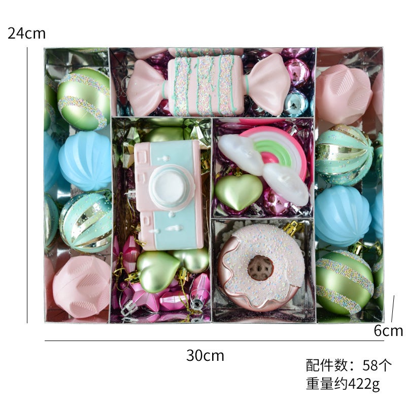 Generic Cross Border Christmas Decorations Macaron Color Series Christmas Ball Special-shaped Ball Hanging Ball Christmas Tree Decorative Ball Pendant Camera Package/422g