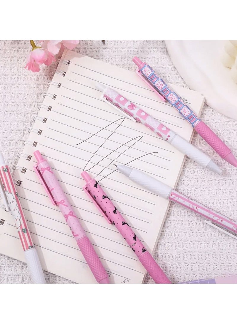 اقلام حبر جاف اسود مجموعه من 6 اقلام باللون الوردي بتصاميم مختلفه تضيف لمسة مرحة لمكتبك أو حقيبتك. - Image 2