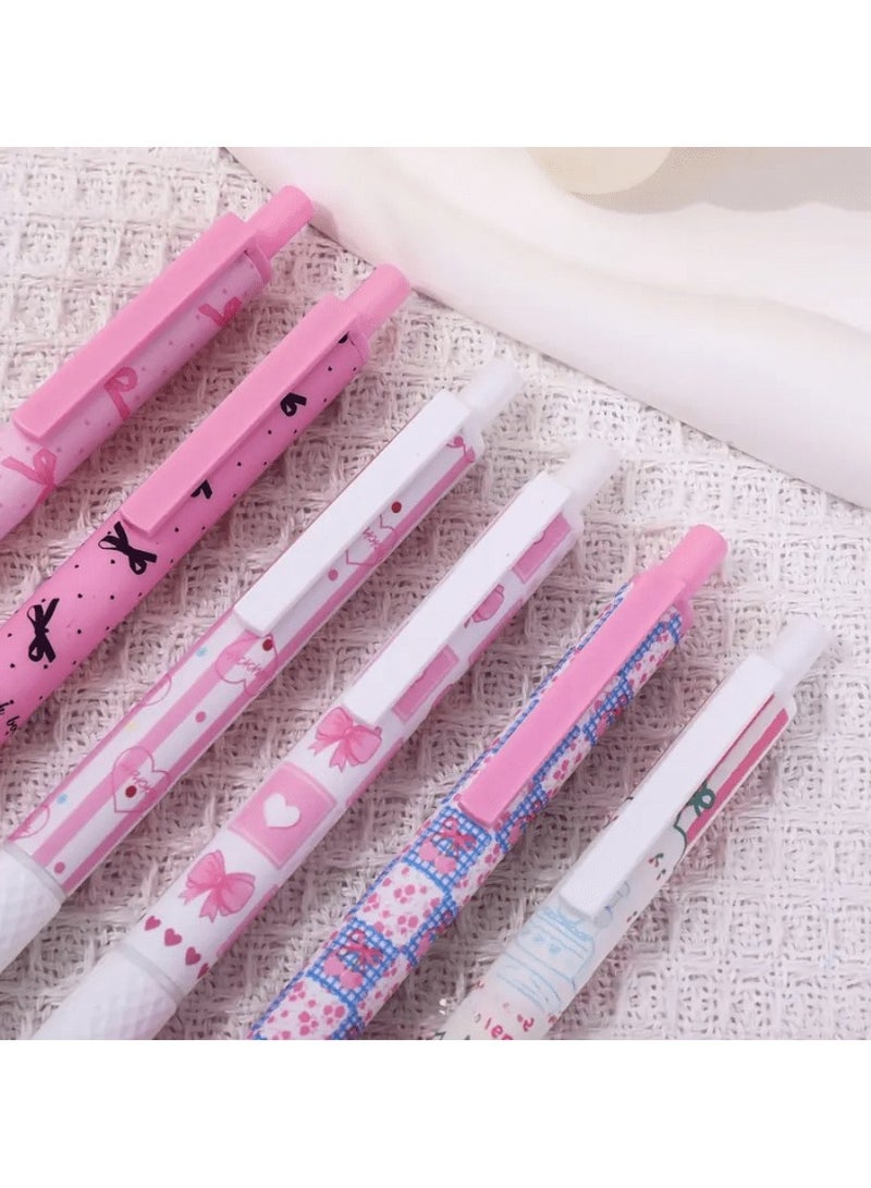 اقلام حبر جاف اسود مجموعه من 6 اقلام باللون الوردي بتصاميم مختلفه تضيف لمسة مرحة لمكتبك أو حقيبتك. - Image 3