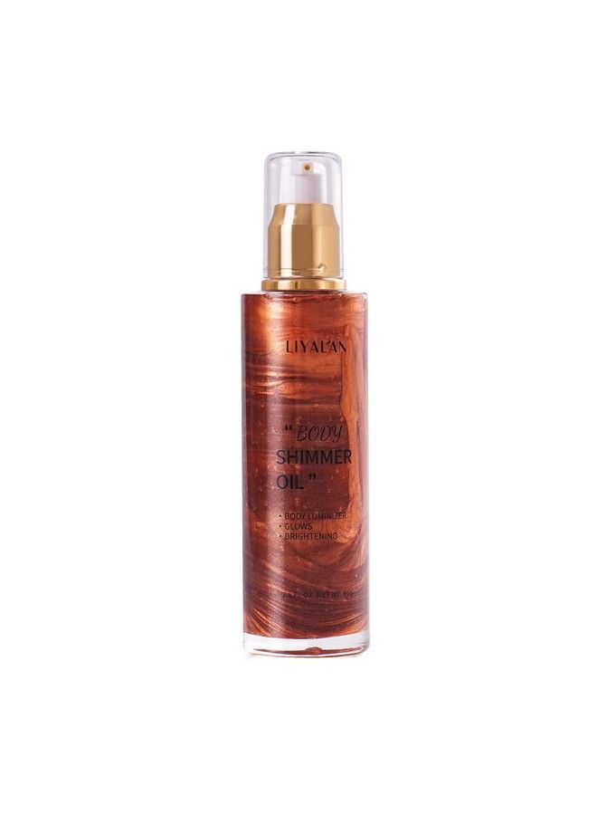 LIYALAN Shimmer Body Oil Golden Brown 4 Color Bronze Face Brighten Glow Pearl Highlighter Illuminator Body Makeup Shine Glitter Gold Liquid Taning(28 Fl Oz/04 - Image 2