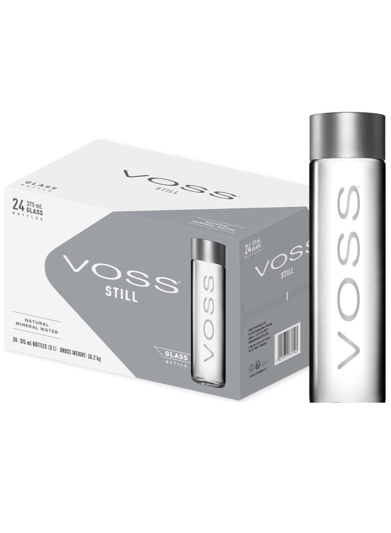 Voss Still natural Glass Bottle, 375 ml (Pack Of 24)