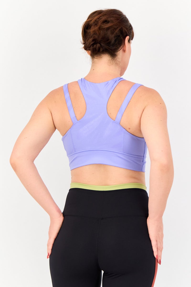 PUMA Women Lightly Padded Sleeveless Training Sports Bra, Lavender - Image 3