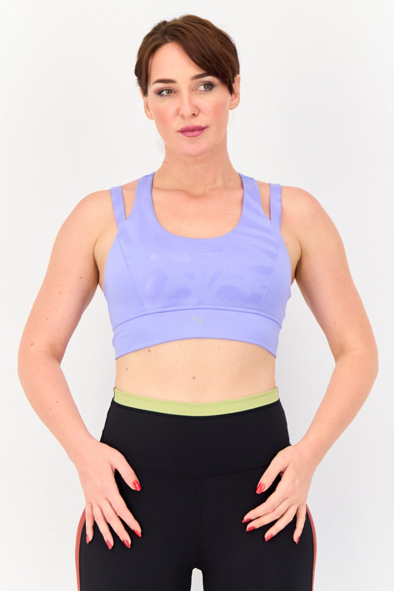 PUMA Women Lightly Padded Sleeveless Training Sports Bra, Lavender - Image 1