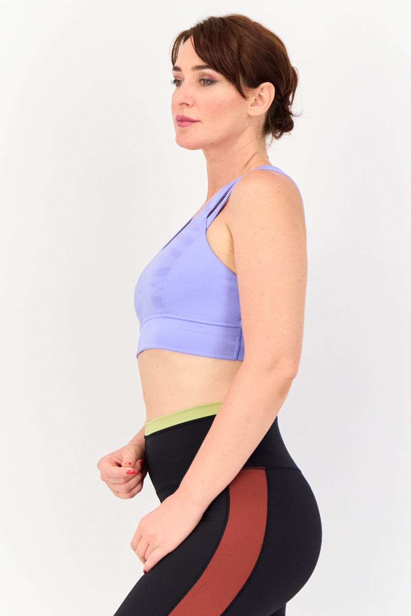 PUMA Women Lightly Padded Sleeveless Training Sports Bra, Lavender - Image 2