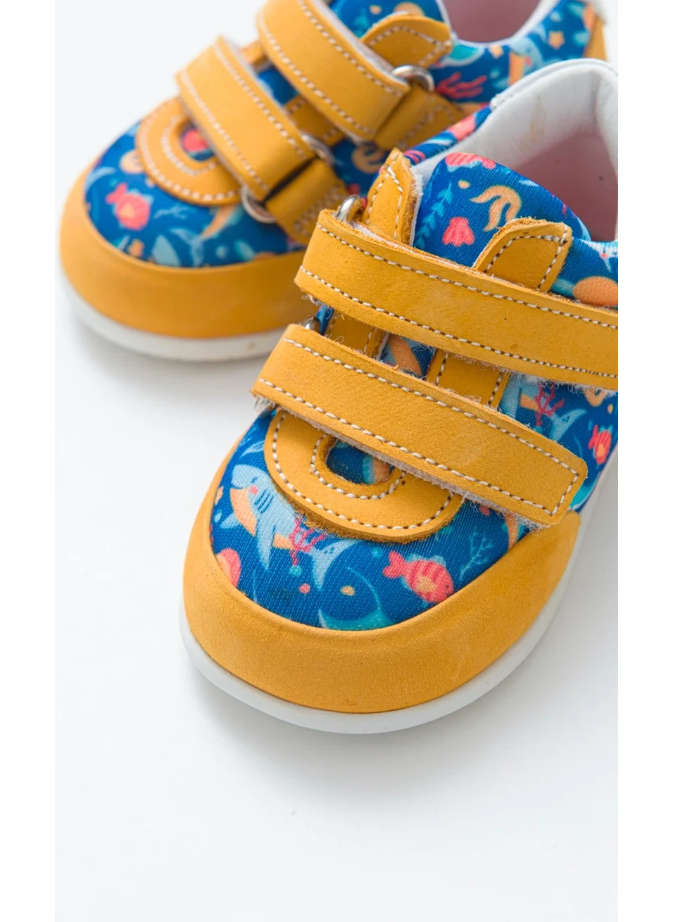 Mnpc Boy Yellow Leather Orthopedic Supported First Step Shoes