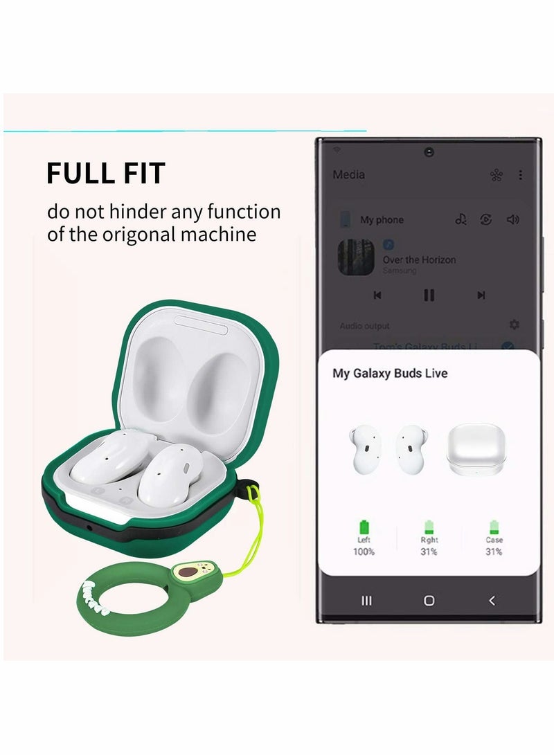 Y&D Silicone Case Compatible with Galaxy Buds 2 (2021)/Galaxy Pro Case/Galaxy Live 2020 Case, Cute 3D Funny Protective Cover Soft Cartoon Keychain Fashion Design(Avocado) - Image 4