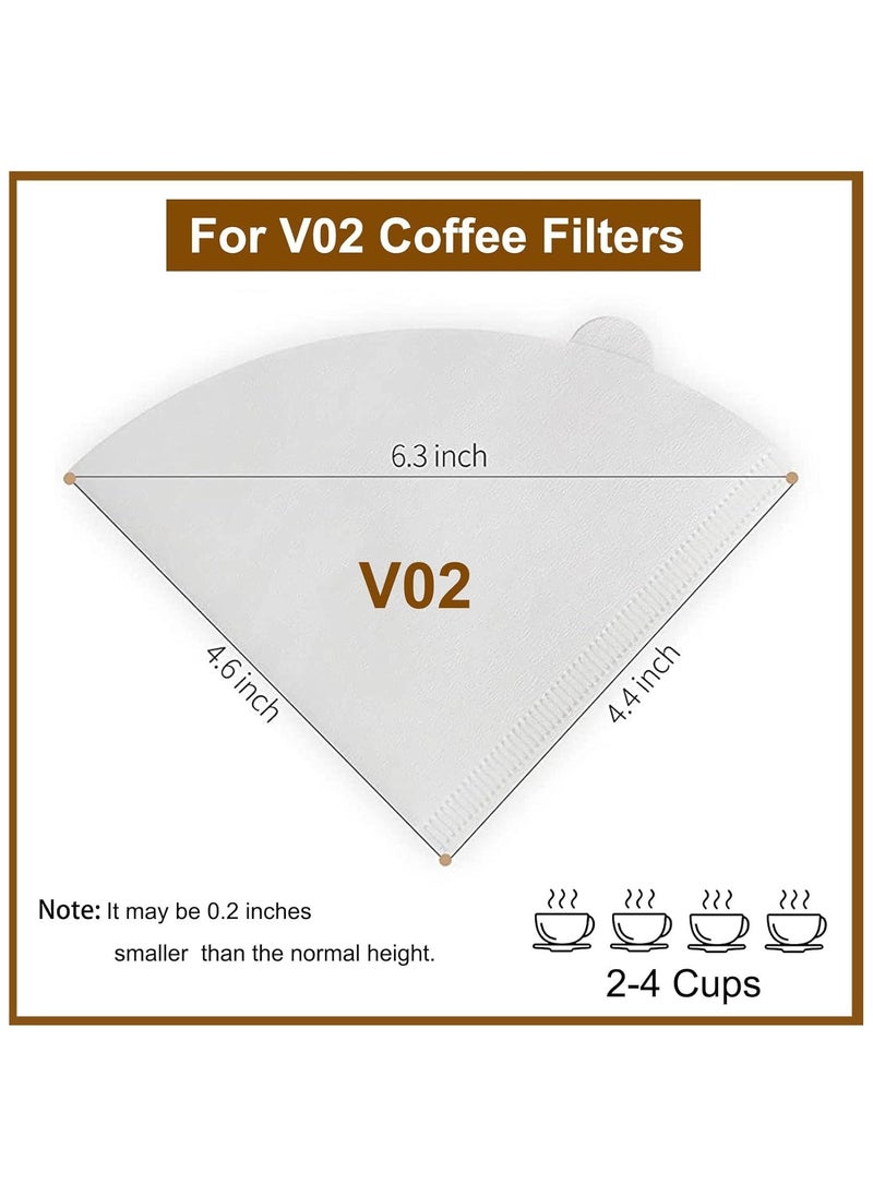 Coffee Filter Size 02 Cone Filters 100 Count V60 Coffee Filters V-Shaped Unbleached Disposable Coffee Filters 2-4 cups for Drip and Compatible with Pour Over Coffee Maker