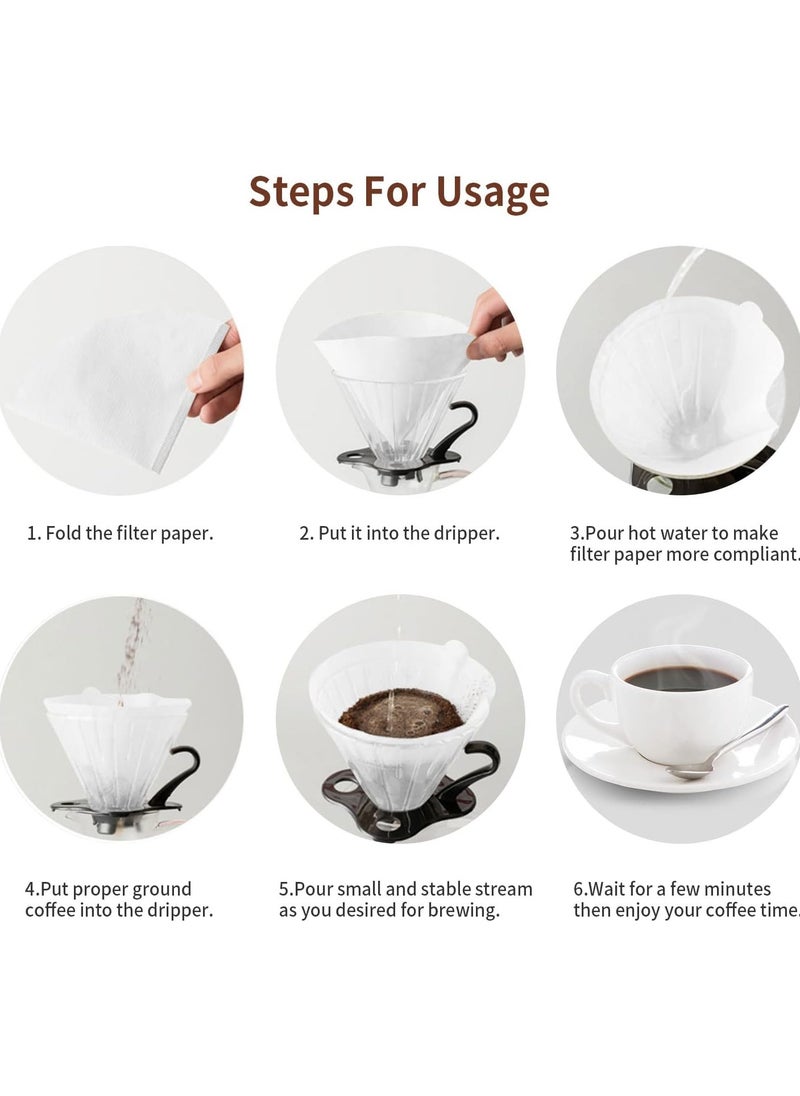 Coffee Filter Size 02 Cone Filters 100 Count V60 Coffee Filters V-Shaped Unbleached Disposable Coffee Filters 2-4 cups for Drip and Compatible with Pour Over Coffee Maker