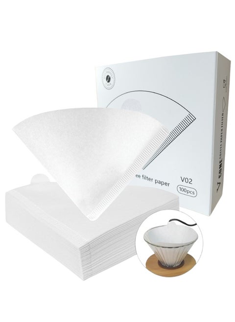 Coffee Filter Size 02 Cone Filters 100 Count V60 Coffee Filters V-Shaped Unbleached Disposable Coffee Filters 2-4 cups for Drip and Compatible with Pour Over Coffee Maker
