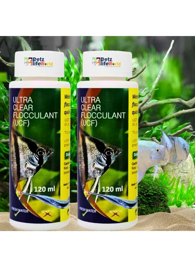 VAYINATO Aquatic Remedies (Pack of 2 * 120ml UCF- Ultra Clear Flocculant) Aquarium Fish Tank Water Clarifier | Quickly Removes Cloudiness | Suitable for Fresh Water  - Image 1