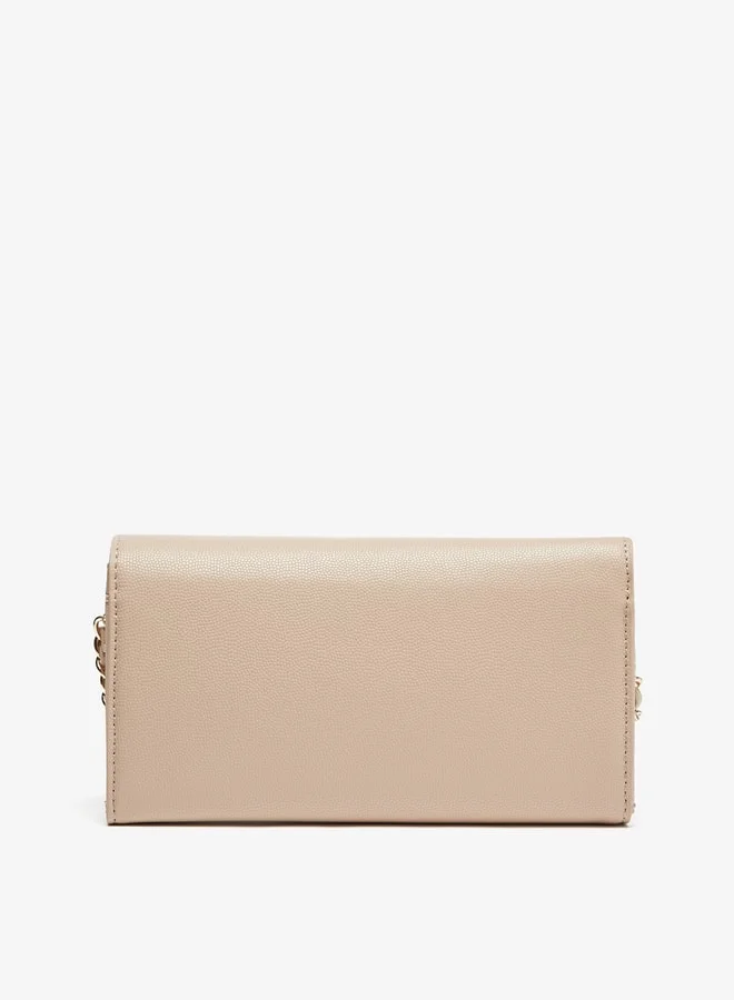 فلورا بيلا من شو إكسبرس Textured Clutch with Magnetic Button Closure and Chain Strap