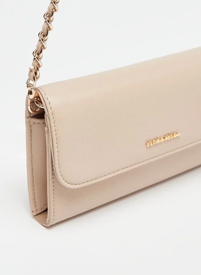 فلورا بيلا من شو إكسبرس Textured Clutch with Magnetic Button Closure and Chain Strap