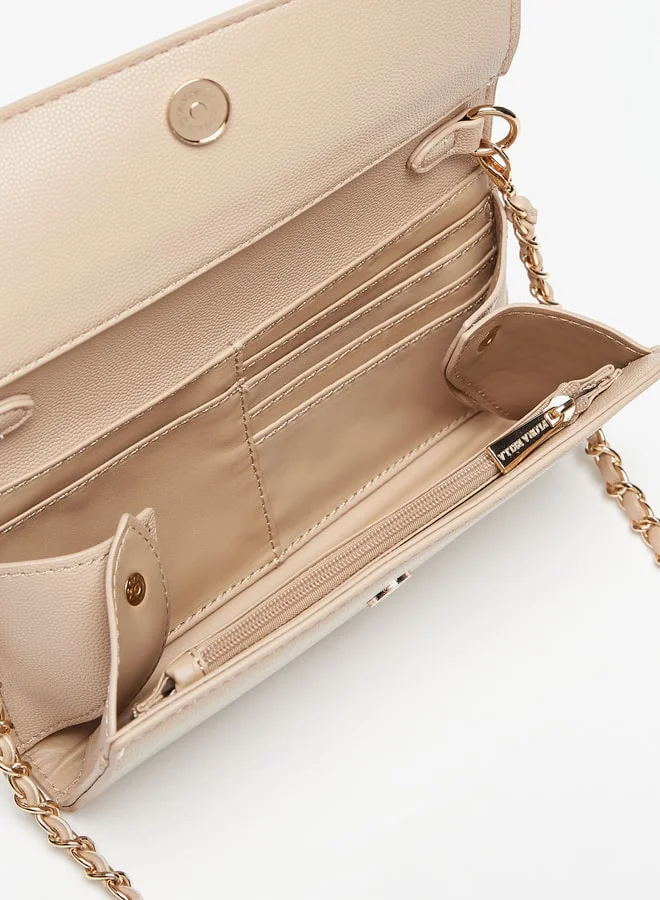 فلورا بيلا من شو إكسبرس Textured Clutch with Magnetic Button Closure and Chain Strap