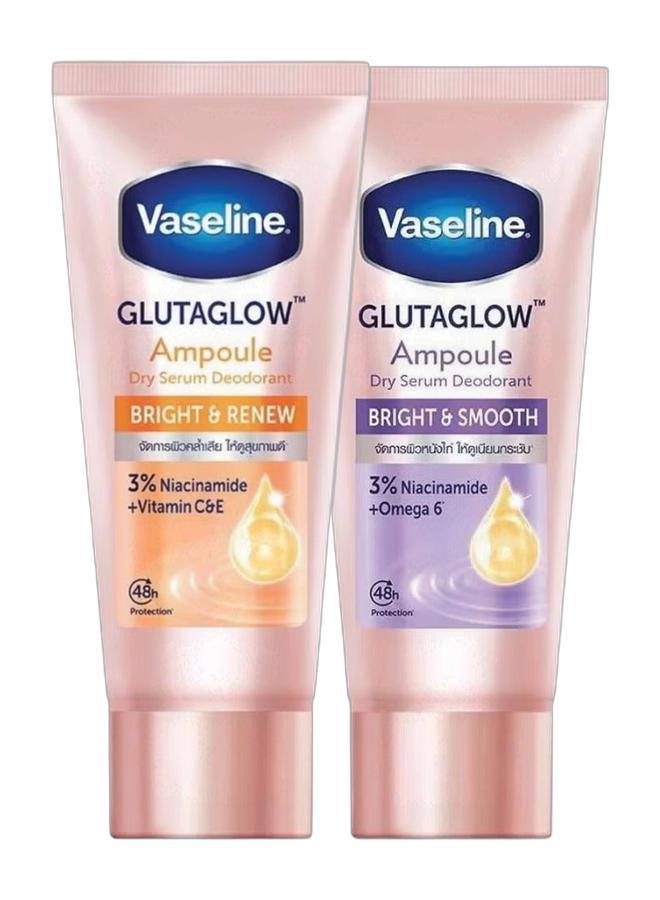 Vaseline Glutaglow Bright & Renew Ampoule Dry Serum Deodorant - 45ml & Gluta Glow Ampoule Serum Deodorant Bright & Smooth 45ml Bundle - Image 1